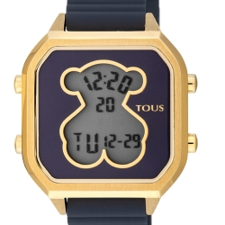 Reloj Tous D-Bear Teen Square, digital en azul con caja dorada, 100350390