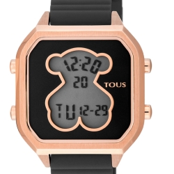 Reloj Tous D-Bear Teen Square digital con caja rosada y negro, 100350400.
