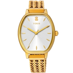 Reloj Tous Osier de mujer dorado con esfera plateada y malla de espiga, 100350410