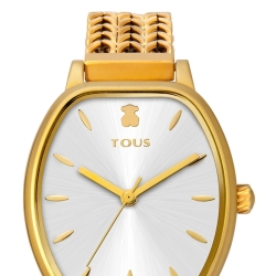 Reloj Tous Osier de mujer dorado con esfera plateada y malla de espiga, 100350410