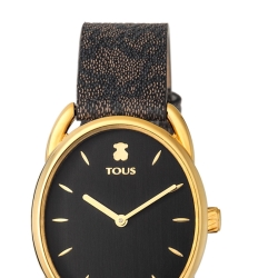Reloj Tous Dai de mujer con caja dorada y ovalada, esfera negra, 100350440.
