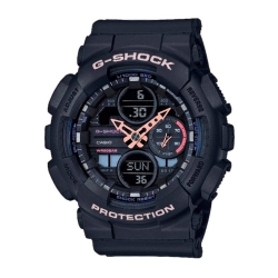 Reloj Casio G-Shock S Series de mujer en negro mate con detalles de colores, GMA-S140-1AER.