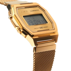 Reloj Casio Vintage Iconic para mujer en acero dorado amarillo y malla, A1000MG-9EF.