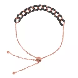 Pulsera de plata rosada con eslabones de circonitas negras, de Salvatore Plata 136P0195.