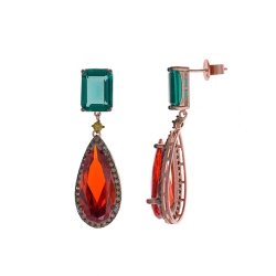 Pendientes de plata rosada con piedra verde y roja, de Salvatore Plata 234A0055.