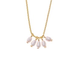 Gargantilla de plata dorada con perlas de agua dulce, de Salvatore Plata 213C0066.