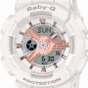 Reloj Casio Baby-G de mujer en resina blanca y detalles rosé, BA-110RG-7AER.