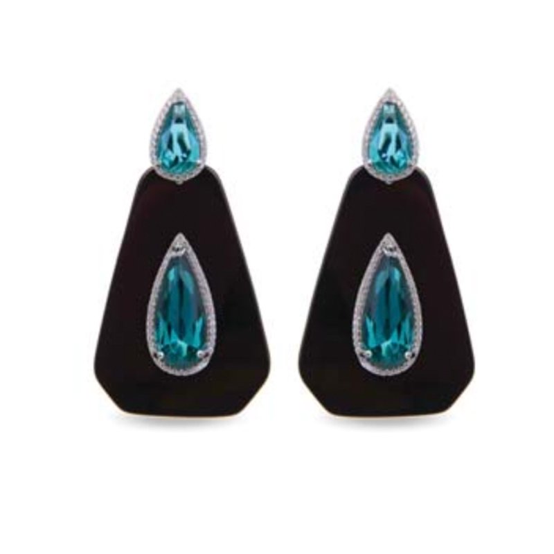 ❤️Pendientes de plata, ónix y piedras verdes de Luxenter EXA180701.