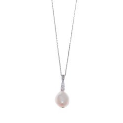 Colgante de perla cultivada con circonitas y en plata, de Salvatore Plata 144C0049.