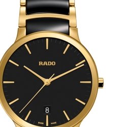 Reloj Rado Centrix de hombre dorado con cerámica negra, R30527172.