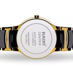 Reloj Rado Centrix de hombre dorado con cerámica negra, R30527172.