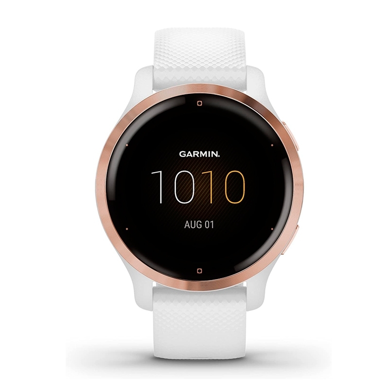 Reloj inteligente Garmin Venu® 2S de mujer en blanco con detalles rosados, 010-02429-13.