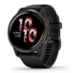 Reloj inteligente Garmin Venu® 2 de hombre negro con bisel color pizarra 010-02430-11.