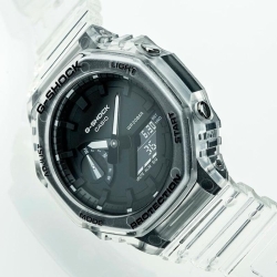 Reloj Casio G-Shock Classic Skeleton de resina transparente y esfera negra, GA-2100SKE-7AER