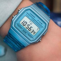 Reloj Casio digital F-91WS Clear Colors en resina azul celeste, F-91WS-2EF.