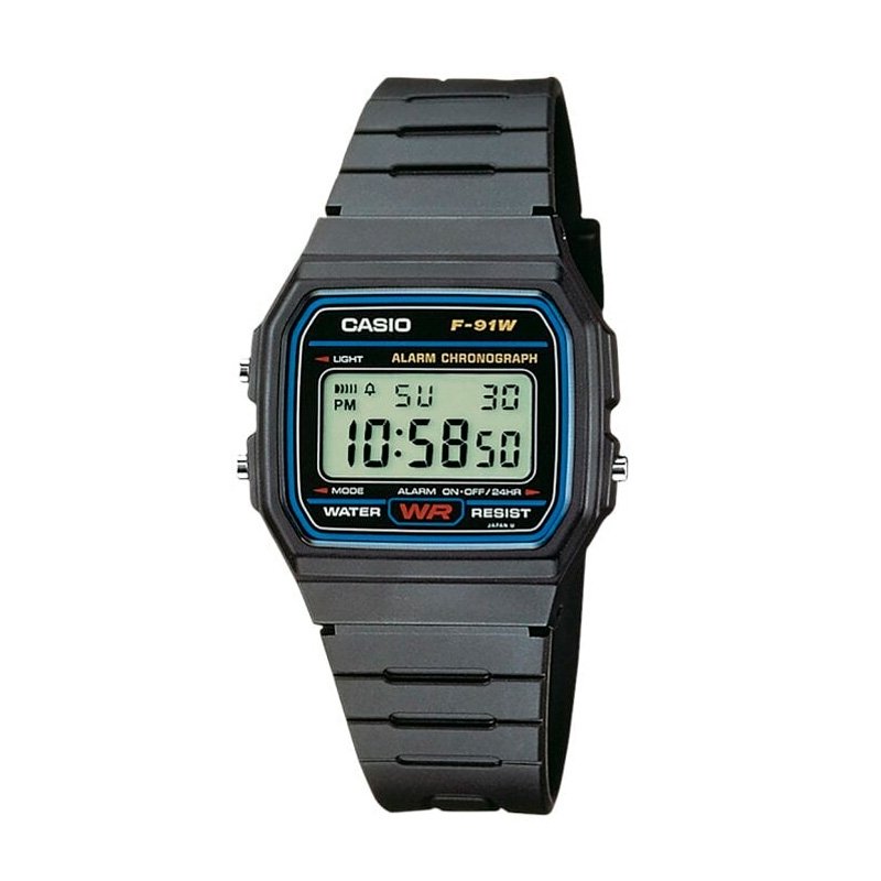 Reloj Casio digital F 91W unisex en resina negra F 91W 1YEG