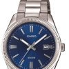 Reloj Casio Collection de hombre plateado con esfera azul y estilo clásico, MTP-1302PD-2AVEF.