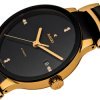 Reloj Rado Centrix automático con diamantes en esfera, cerámica negra y dorado, R30035712.