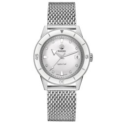 Reloj Rado Captain Cook de mujer en acero y diamantes en esfera, R32500703.