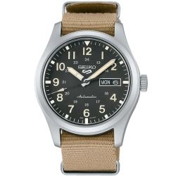Reloj Seiko 5 Sports Military automático de hombre con correa NATO beige, SRPG35K1.