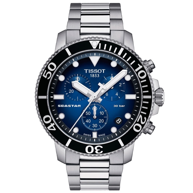 Reloj Tissot Seastar 1000 Chronograh de hombre con esfera azul, ref. T1204171104101.