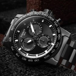 Reloj Tissot SuperSport Chrono de hombre en acero PVD negro, T1256173305100