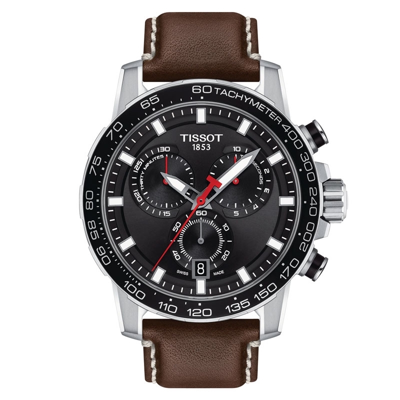 ⚡Reloj Tissot SuperSport Chrono hombre correa marrón, T1256171605101