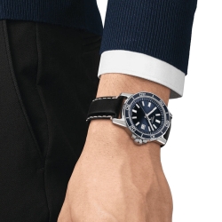 Reloj Tissot Supersport de hombre con esfera azul y correa negra, T1256101604100.