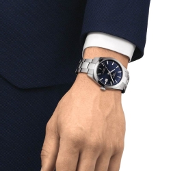 Reloj Tissot Gentleman Powermatic 80 Silicium automático esfera azul, T1274071104100.