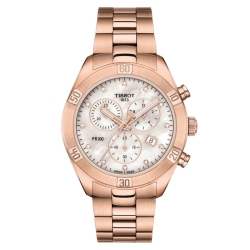 Reloj Tissot PR 100 Sport Chic Chronograph rosé con esfera nácar y diamantes, T1019173311600