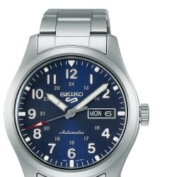 Reloj Seiko 5 Sport automático para hombre, acero con esfera azul SRPG29K1.