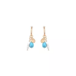 Pendientes dorados con turquesa y perlas, Haizu de Luxenter, SGEW46194.