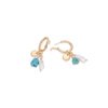 Pendientes dorados con turquesa y perlas, Haizu de Luxenter, SGEW46194.