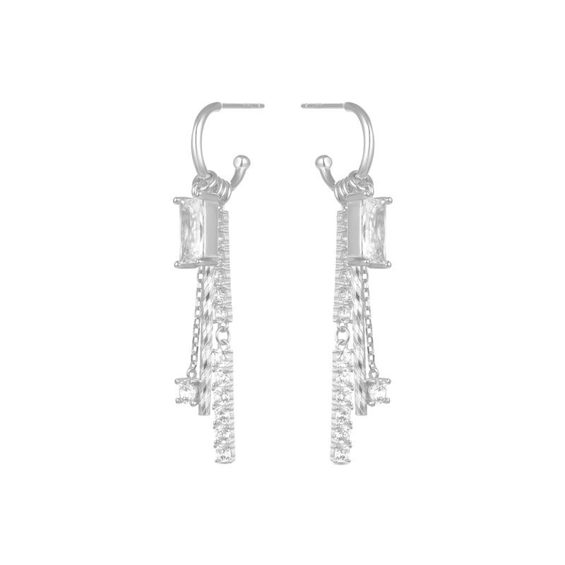 Pendientes largos en plata con circonitas Hyra de Luxenter, EH72000.