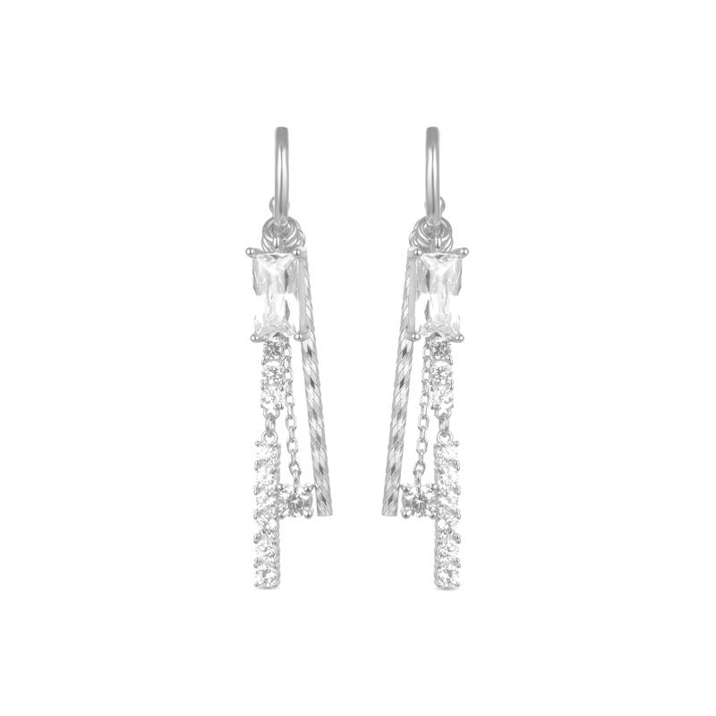 Pendientes largos en plata con circonitas Hyra de Luxenter, EH72000.