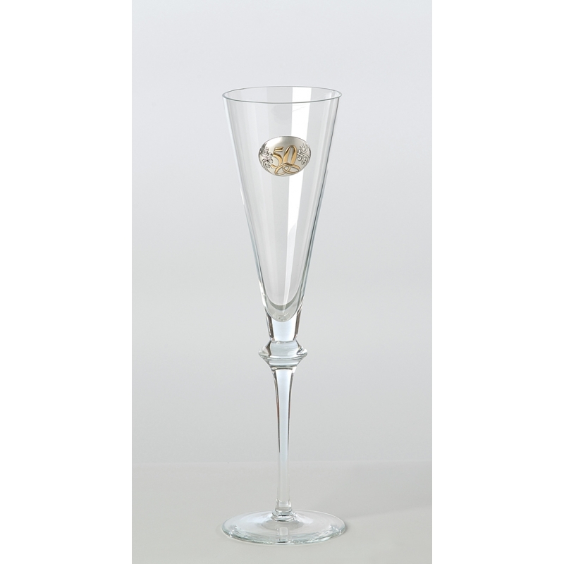 juego de copas de cristal y plata para 50 aniversario de bodas, con bandeja