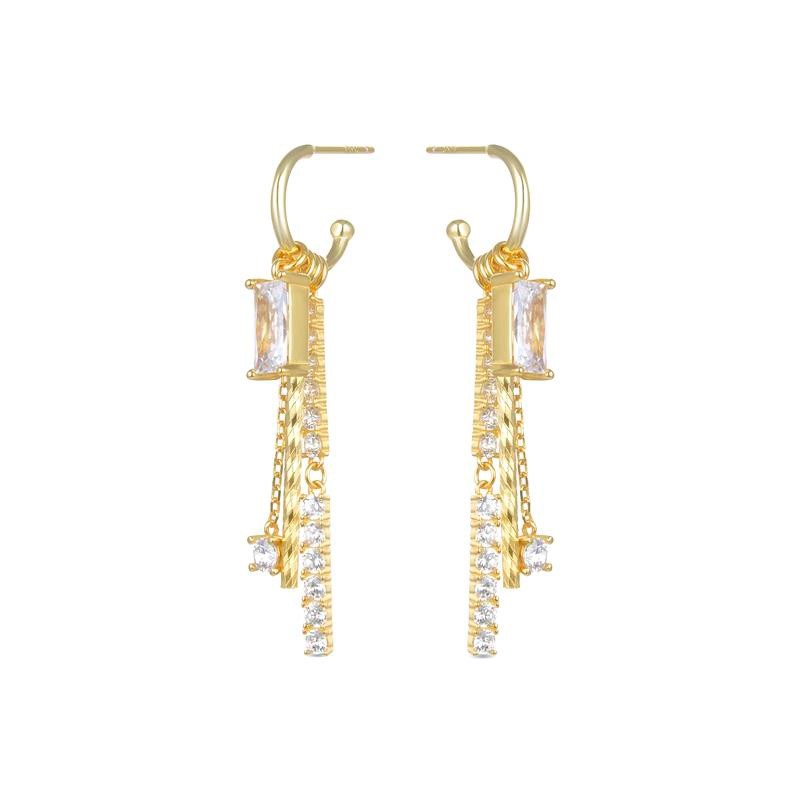 Pendientes de plata dorada y circonitas, Hyra de Luxenter, EH720Y00.