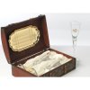 juego de copas de cristal y plata para 50 aniversario de bodas, con bandeja