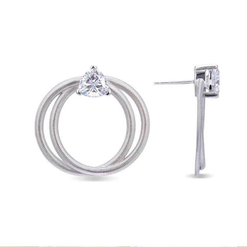 ❤️ Pendientes en plata de tubogas y circonita, de Luxenter, ET38900.