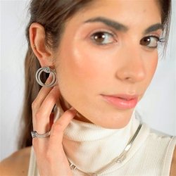Pendientes en plata rodiada de tubogas y circonita central, Zoldira de Luxenter, ET38900.