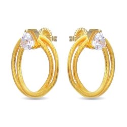 Pendientes en plata dorada tugobas y circonita, Zoldira de Luxenter, ET389Y00.