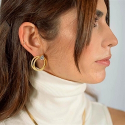 Pendientes en plata dorada tugobas y circonita, Zoldira de Luxenter, ET389Y00.
