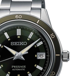 Reloj Seiko Presage Style60´s automático para hombre con bisel verde, SRPG07J1.