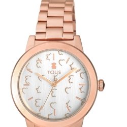Reloj Tous Glazed de mujer dorado en rosé con esfera plateada, 100350640.