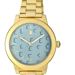 Reloj Tous Glazed de mujer dorado con esfera azul, 100350635.