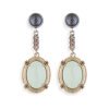 Pendientes de plata envejecida con jade y circonitas, de Platadepalo, WE093X.