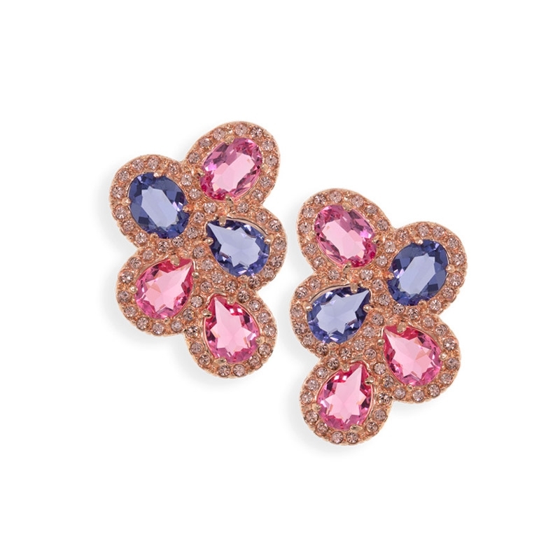 Pendientes de plata rosada con piedras Swarovski®, de Maximo Betro, 0669.