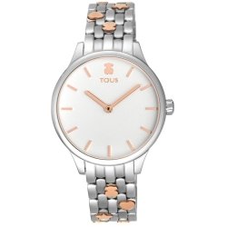 Reloj Tous Mini de mujer en acero bicolor rosado con iconos, 100350655.