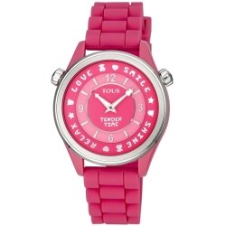 Reloj Tous Tender Time de mujer con correa de silicona rosa, ref. 100350580.