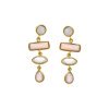Pendientes largos plata dorada con piedras rosas, de Salvatore Plata, 247A0023.